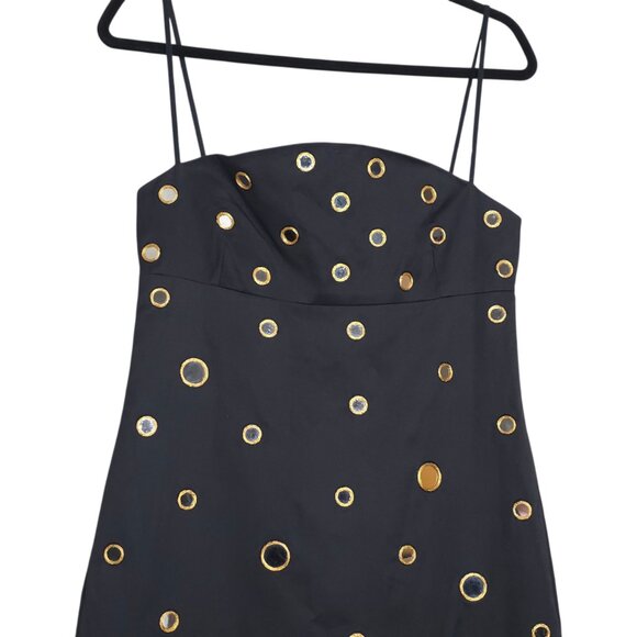 Alexis Malia Midi Dress Black Mirrored Grommet Curved Size S NWT - Picture 5 of 11